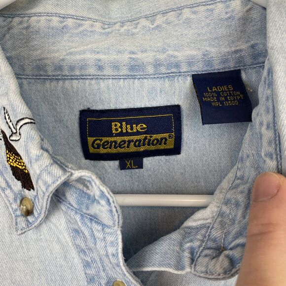 Blue Generation Shirt Women's XL Blue Chambray Denim VTG Nautical - Picture 3 of 10